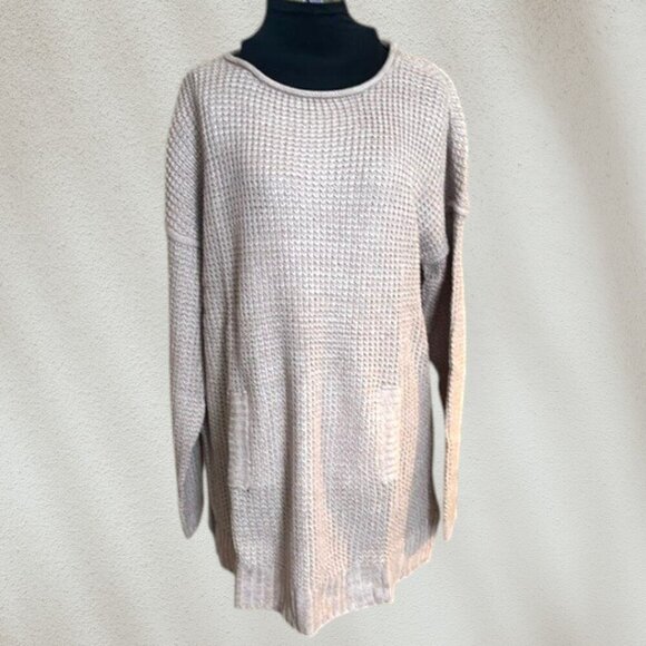 Daisy Fuentes Tunic Length Beige Pullover Shaker Sweater XL NWT - Picture 1 of 12